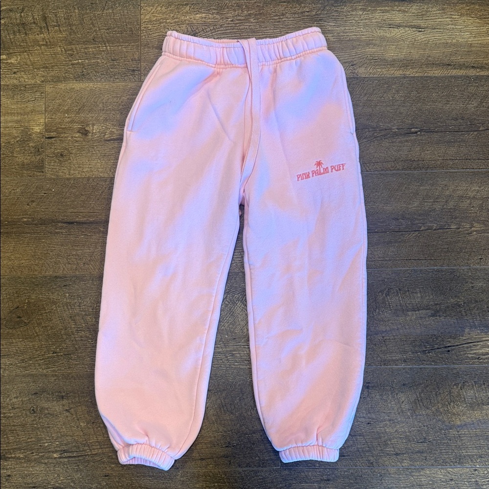Pink Palm Puff Pink Kids Jogger Pants